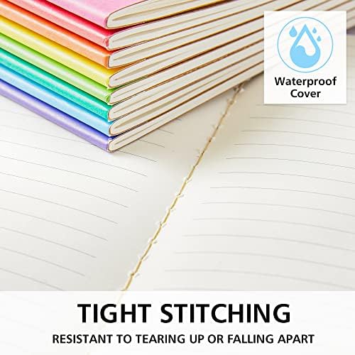 feela 48 Pack Composition Notebooks Bulk, Kraft Cover Lined Blank College Ruled Composition Travel Journals with Rainbow Spines For Women Students Business, 60 Pages, 8.3”x 5.5”, A5, 8 Colors - Image 4