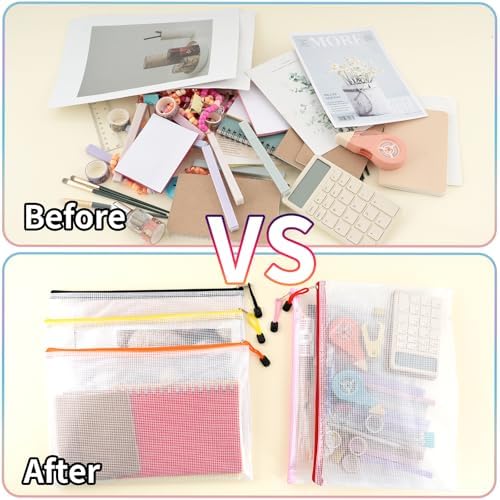 EOOUT 100pcs Mesh Zipper Pouch, A4 Size, 10 Colors Zipper Bags for Organizing Storage, Waterproof Puzzle Bag, Zipper File Bags for Board Games and School Office Supplies - Image 4
