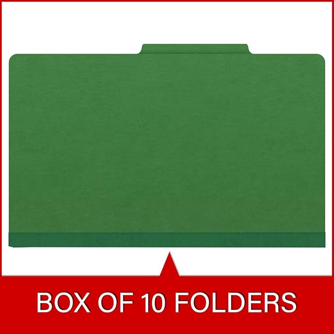 25 Pt. Pressboard Classification Folders, 2/5 Cut ROC Top Tab, Legal Size, No Dividers, Moss Green (Box of 25) - Image 6