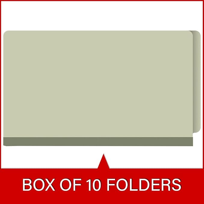 Ecom Folders End Tab Pressboard File Folders | Legal Size 25 Pt Stock with 2" Tyvek Expansion | Full Cut Tabs for Medical Charts, Legal Documents & Office Records | Light Green, Box of 25 - Image 6