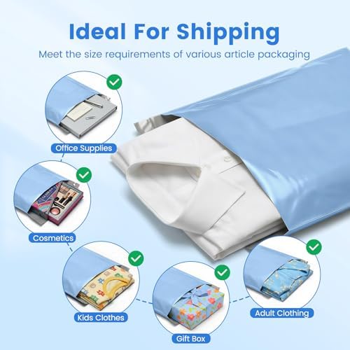 Metronic Poly Mailers 12x15.5 100 Pack Self-Seal Shipping Bags, Light Blue - Image 5