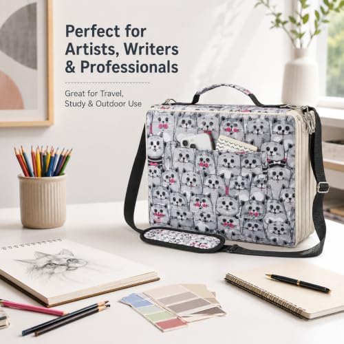 600-Slot Colored Pencil Case, 5-Layer Zipper with Shoulder strap and Handle - Image 5