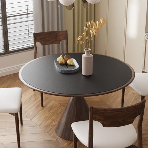 Black Plastic Table Cover Protector, 48" Round PVC Desk Pad Mat by FURKIT
