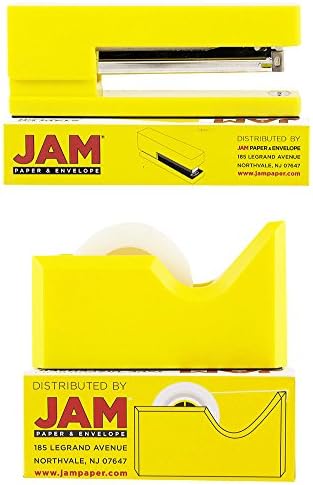JAM PAPER Complete Desk Kit - Yellow - Stapler, Tape Dispenser, Staples, Journal, Le Pens, Rubber Bands, Paper Clips & Binder Clips - 8/Pack - Image 4