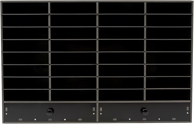 Mail Sorter Organizer, Black Student Mailbox for Classroom, Desktop File Sorter, Literature Organizer, Paper Organizer for Home School Office (Black 32 Compartment with 2 Drawers) - Image 5