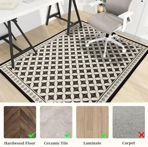 Office Chair Mat for Hardwood Floor, 60"x45" Easy Glide Computer Desk Mat Protector for Rolling Chair Under Desk Rug Nonslip Backing, Machine Wash, (Modern) - Image 3