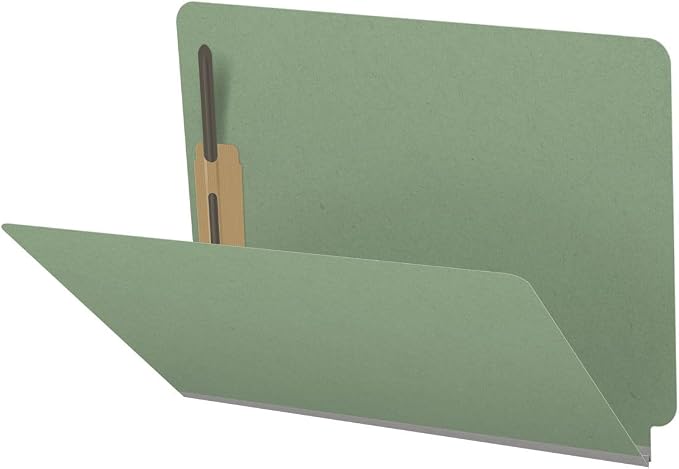 End Tab Pressboard Folders, Letter Size, 2" exp, Fasteners Pos #1 & #3, Green (Box of 25) by Ecom+Folders