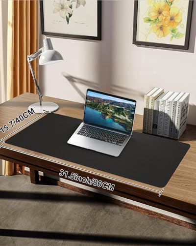 Leather Desk Pad Protector, Small Desk Mat,Office Desk mat,Computer and Laptop Mat, Non-Slip PU Leather Desk Blotter, Desktop Protector and Cover for Keyboard and Mouse(31.5"x15.7",Black) - Image 7