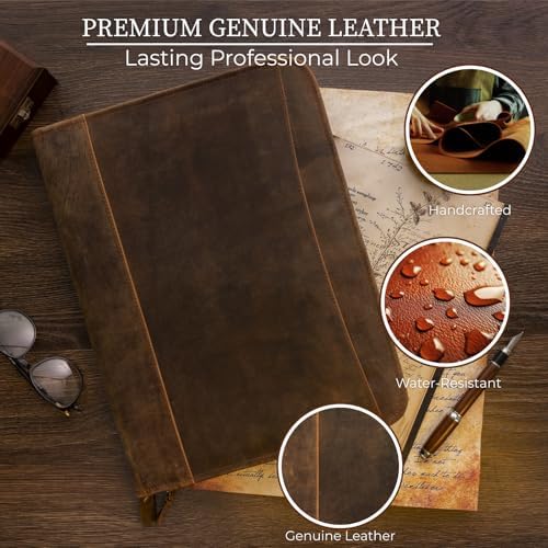 Leather Padfolio with Zipper – Business Portfolio for Men and Women, Legal Pad Portfolio, Leather Folder, Professional Padfolio for Meetings and Interviews - Image 3
