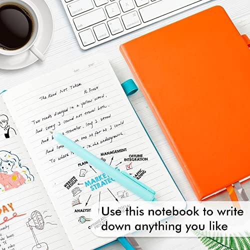 feela Notebooks Journals Bulk, Hardcover Notebook Classic Ruled Journal Set with Pen Holder for School Business Work Travel Writing, with 12 Black Pens, 120 GSM, 5.1”x8.3”, 12 Pack, A5, Solid Colors - Image 4