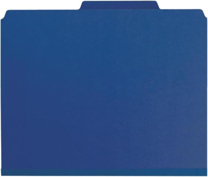 Smead Pressboard Classification File Folder with SafeSHIELD Fasteners, 2 Pocket Dividers, 2" Expansion, Letter Size, Dark Blue, 10 per Box (14077) - Image 5