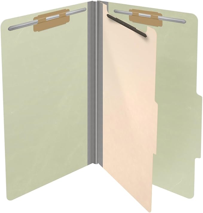 25 Pt. Pressboard Classification Folders, 2/5 Cut ROC Top Tab, Legal Size, 1 Divider, Light Green (Box of 10) - Image 4
