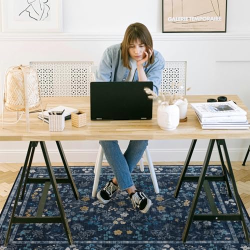 chakme Office Chair Mat for Hardwood Floor, 60"x45" Easy Glide Computer Desk Mat Protector for Rolling Chair Under Desk Rug Nonslip Backing, Machine Wash, (Floral) - Image 2