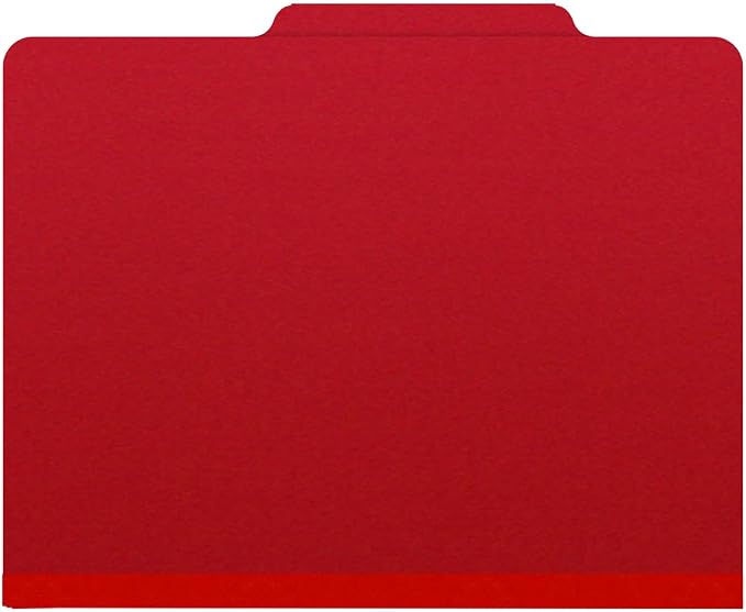 25 Pt. Pressboard Classification Folders, 2/5 Cut ROC Top Tab, Letter Size, No Dividers, Deep Red (Box of 25) - Image 3