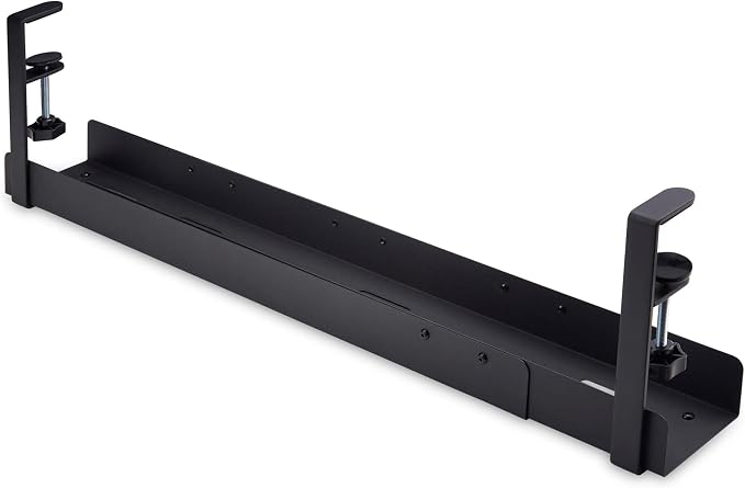 StarTech Under Desk Cable Management Tray, Black (CALB-Desk-Cable-Tray) | Clamp-On Installation, No Drilling Required, Length Adjustable - Image 2