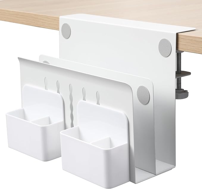 MAXECHO Desk Side Storage, Under Desk Laptop Mount, Table Side Hanging File Organizer, No Drill Clamp On Cable Management Tray, Laptop Holder with Magnetic Pen Holder for Office and Home, Load 22 Lbs by MAXECHO