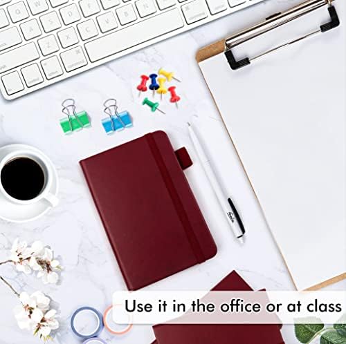 feela 15 Pack Pocket Small Notebooks Bulk, Mini Cute Notepads Hardcover College Ruled Lined Journals with Pen Holder for School Business Memos, with 15 Black Pens, 3.5”x 5.5”, A6, Wine - Image 4