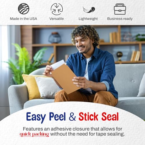 MT Products Kraft Flat Shipping Envelopes 9.75" x 12.25" - Self-Seal Mailing Envelopes (Pack of 15) - Made in the USA - Image 3