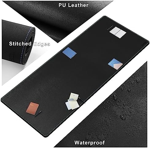 CENNBIE Leather Desk Pad Large, 71" x 27.5" Desk Mat Protector (Black) - Image 3