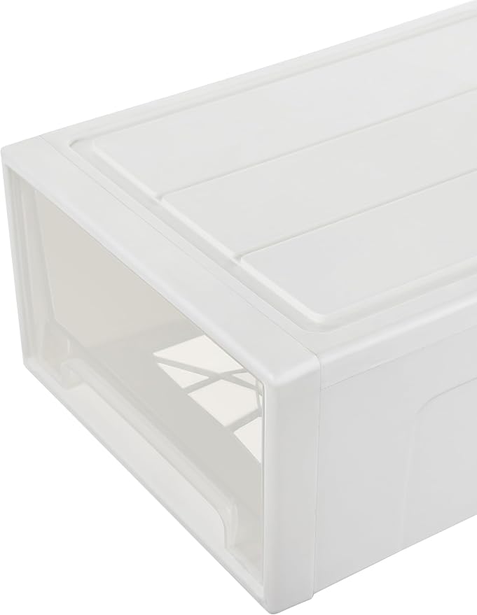 Cetomo 14L*3 Plastic Storage Drawers Unit, Office Desk Organizers, Drawer Organizer, Storage Box, Stackable Tower for Desktop, Bedroom, Dorm, Cosmetics, Durable PP, BPA Free, White & Clear, 14L-3 Pack - Image 6