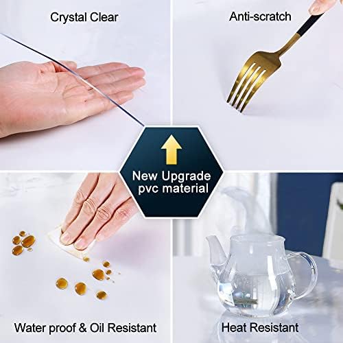 19x43 in Clear PVC Table Protector Cover Office Plastic Desk Protector Chair Mat Thicken Transparent Desk Pad Mat Table Pad Tablecloth Cloths for Coffee Table Writing Desk Topper Easy to Clean - Image 4