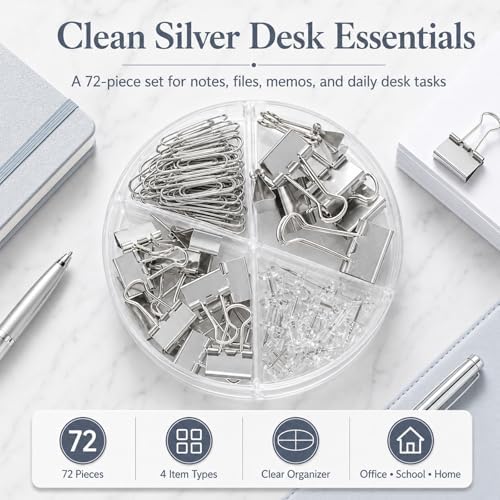 Paper Clips Binder Push Pin Set, Assorted Sized Binder Clips - Image 2