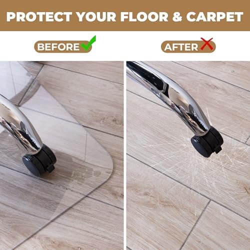 Office Chair Mat, 48" x 72" Delivered Flat Desk Floor Mat for Carpeted Floors - Easy Chair Rolling, Heavy Duty Studded Computer Chair Mat for Carpet - Image 2
