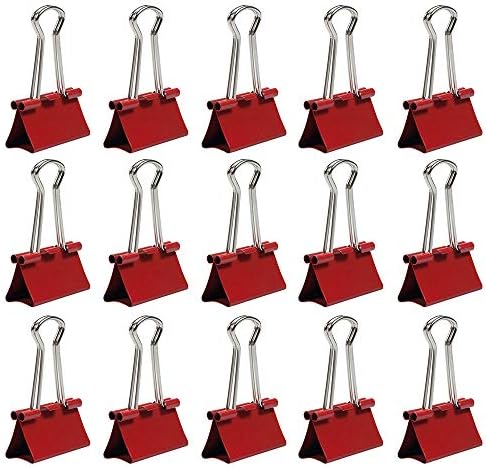 JAM PAPER Colorful Binder Clips - Medium - 1 1/4 Inch (32 mm) - Red Binderclips - 15/Pack - Image 2
