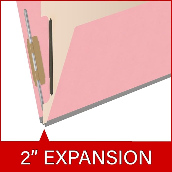 Heavy Duty End Tab Color Folders, 2/5 Cut ROC Top Tab, Letter Size, 1 Divider, Pink (Box of 10) - Image 7