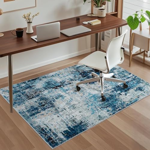 Office Chair Mat for Hardwood Floor, 48"x36" Easy Glide Computer Chair Mat Protector for Rolling Chair Under Desk Rug Nonslip Backing, Machine Wash by CHAKME