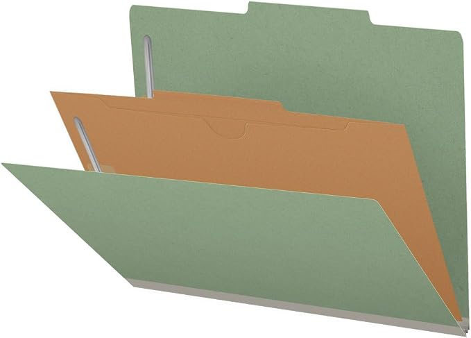 25 Pt. Pressboard Classification Folders, 2/5 Cut ROC Top Tab, Letter Size, 1 Pocket Divider, Green (Box of 10) - Image 4