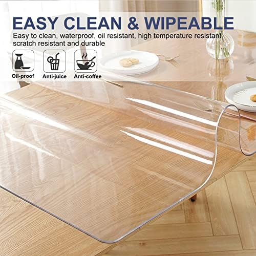 1.5mm Thick Transparent Table Mat Clear PVC Table Protector Waterproof Table Pad Plastic Desk Protector for Dresser Night Stand Vanity Desk Writing Desk 16x34 Inch Anti-scratch Non-slip Make-up Mats - Image 3