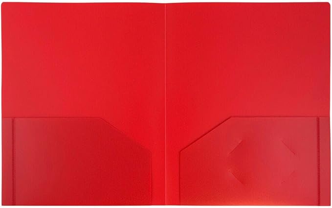 JAM PAPER Heavy Duty Plastic 2 Pocket Extra Tough School Folders - Red - Bulk 144/Box - Image 2