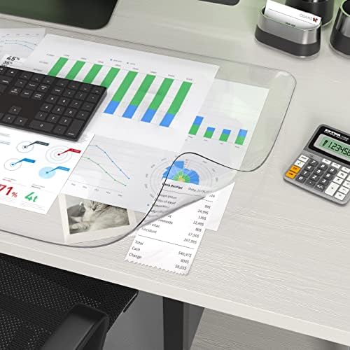 Oterri Clear Writing Desk Pad, 14’’x30” Heat Resistant Waterproof PVC Round Edge Durable Desk Protect Mat, Anti-Static Writing Mat Table Protector by Oterri