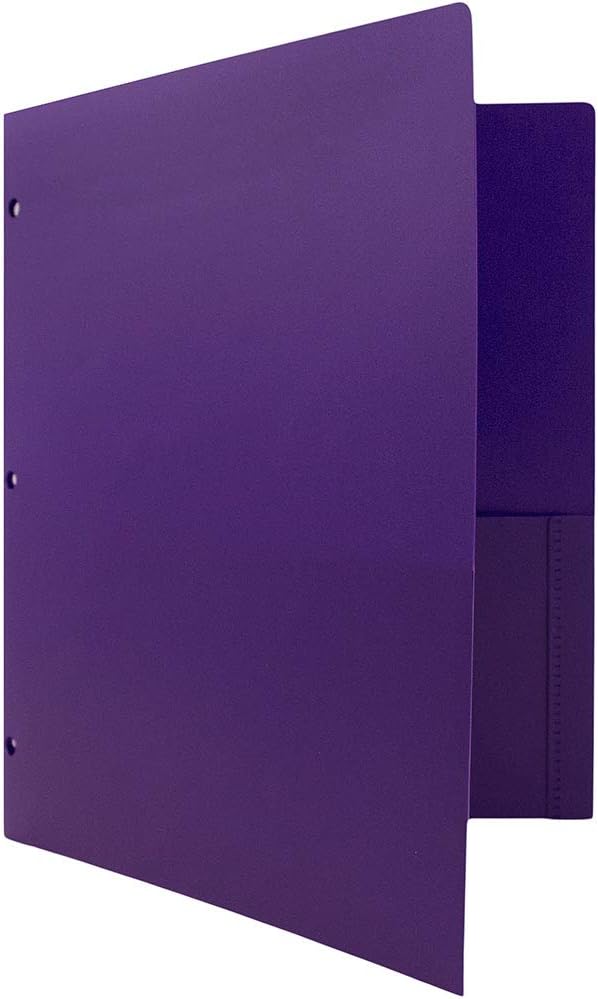 JAM PAPER Heavy Duty Plastic 3 Hole Punch Pocket Folders - Extra Tough School Folders - Purple - 6/Pack - Image 5