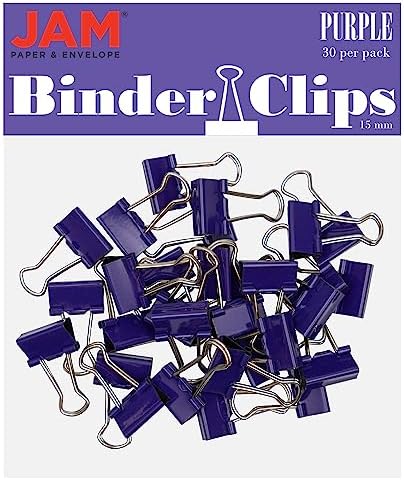 JAM PAPER Colorful Binder Clips - Extra Small - 3/5 Inch (15 mm) - Purple Binderclips - 30/Pack by JAMPaper