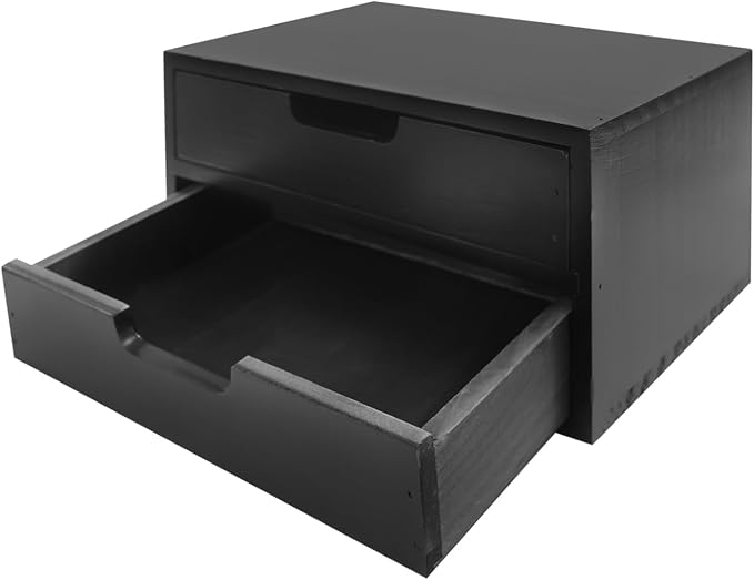 4-Piece Wood Drawer Cabinet Set, Desktop Storage Organizers, 10-Drawer Tabletop Storage Organizer, Desktop Wood Stackable Drawer Cabinet for Home Office Dormitory(Black) - Image 7