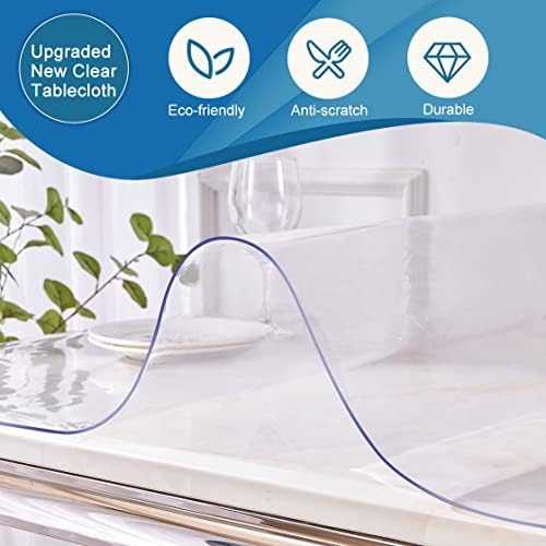 Rectangular Table Pad Clear Vinyl Table Top Protector Transparent Desk Mat Furniture Protector Waterproof Plastic Vinyl Carnival Tablecloth for Painting Dining Table Countertop 54x72 - Image 3