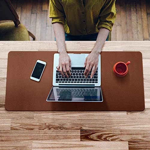 CENNBIE Leather Desk Mat 39.3"x19.6", Office Desk pad (Brown) - Image 2