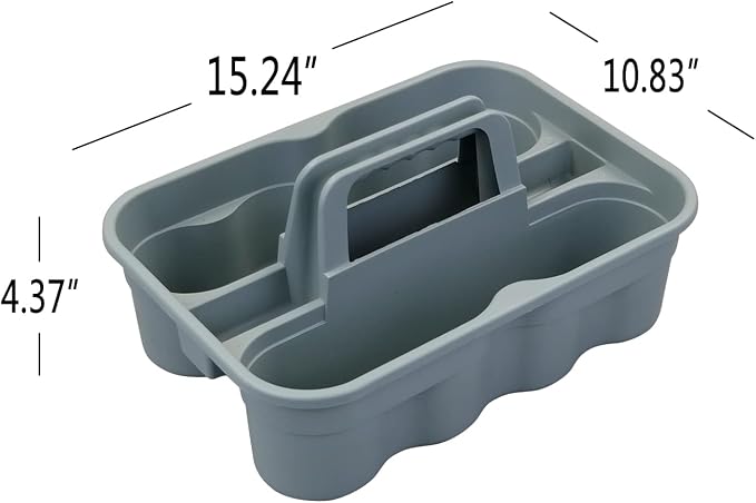 Teyyvn 4 Pack Carry Caddy, Plastic Cleaning Caddy with Handle, Gray - Image 2