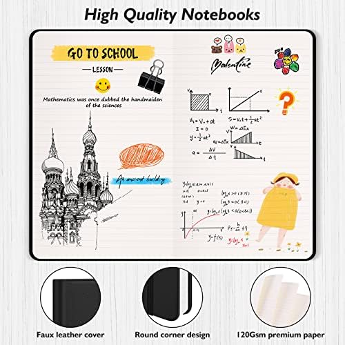 10 Pack Lined Notebook Journals for Writing, Ruled 5.25"×8.25", Navy Blue - Image 2