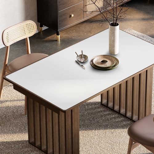Pure White Plastic Table Cover Protector, 42" x 60" PVC Desk Pad Mat by FURKIT