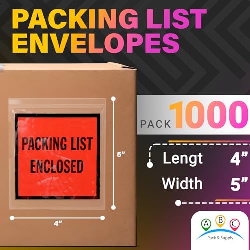 ABC PACK & SUPPLY Packing List Envelopes, Clear with Red Face Packing List Enclosed, 4 x 5 Inch, Self Seal Shipping Document Pouches 2 Mil Polyethylene, Pack of 1000 - Image 2