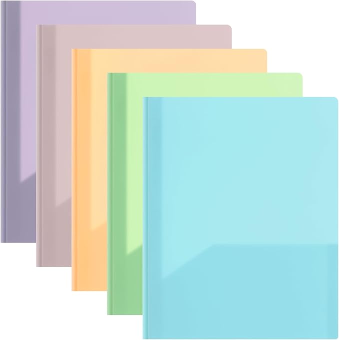 100 Pcs Cute Plastic Folders with Pockets and 3 Prongs, Pastel Colors, Durable File Folders with Fasteners and Pockets for Documents, Tear Resistant Office, School Supplies - Image 2