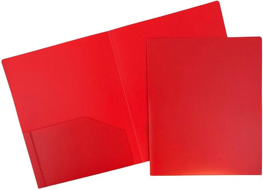 JAM PAPER Heavy Duty Plastic 2 Pocket Extra Tough School Folders - Red - Bulk 48/Pack by JAMPaper