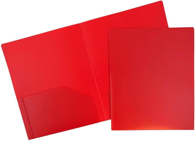 JAM PAPER Heavy Duty Plastic 2 Pocket Extra Tough School Folders - Red - 12/Pack by JAMPaper