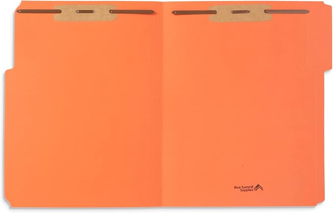 Blue Summit Supplies 50 Orange Fastener File Folders, Letter, 2 Prong | Durable 11pt orange paper, letter size, 1/3 cut reinforced tabs, bonded 2 prong fasteners, medical and office files - Image 4
