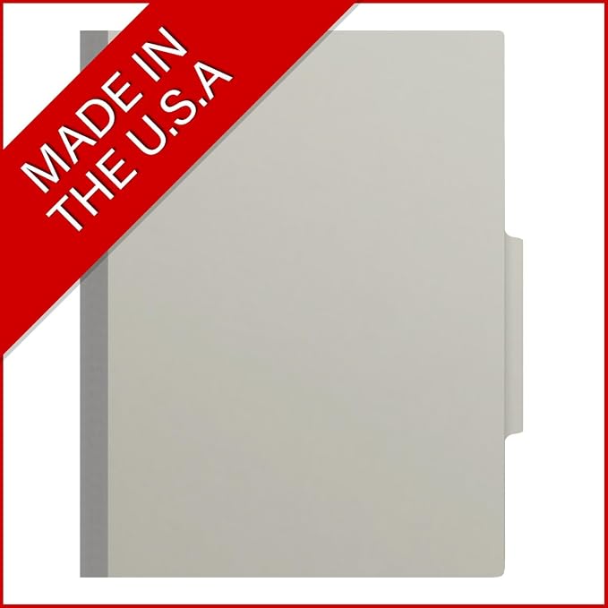 25 Pt. Pressboard Classification Folders, 2/5 Cut ROC Top Tab, Letter Size, 1 Divider, Light Gray (Box of 10) - Image 5