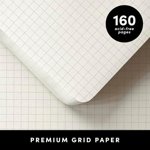PAPERAGE Graph Paper Journal Notebook, (Burgundy), 160 Pages, Medium 5.6 in x 8 in - 100 GSM Thick Paper – Hardcover Grid Notebook for Work or School - Image 4
