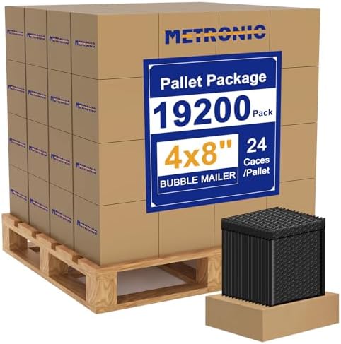 METRONIC 4x8" Bubble Mailers 19200 Pack Waterproof Black Padded Envelopes by METRONIC